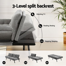 Load image into Gallery viewer, Artiss Sofa Bed Convertible 3 Seater Couch Recliner Lounge Chair Fabric Grey - The White Mall
