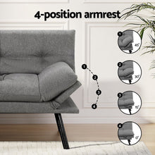 Load image into Gallery viewer, Artiss Sofa Bed Convertible 3 Seater Couch Recliner Lounge Chair Fabric Grey - The White Mall

