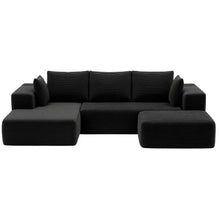 Load image into Gallery viewer, Artiss Modular Sofa Bed with Ottoman Sectional Boneless Couches for Living Room Corduroy Compressed Sofa Black
