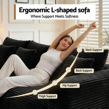 Load image into Gallery viewer, Artiss Modular Sofa Bed with Ottoman Sectional Boneless Couches for Living Room Corduroy Compressed Sofa Black
