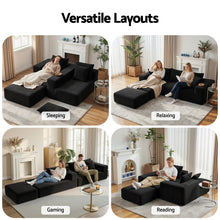 Load image into Gallery viewer, Artiss Modular Sofa Bed with Ottoman Sectional Boneless Couches for Living Room Corduroy Compressed Sofa Black
