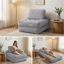 Load image into Gallery viewer, Artiss 1 Seater Corduroy Convertible Sofa Bed Pull Out Boneless Couch Grey - The White Mall
