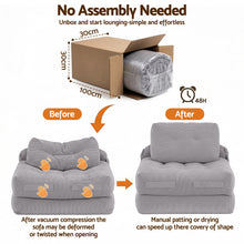 Load image into Gallery viewer, Artiss 1 Seater Corduroy Convertible Sofa Bed Pull Out Boneless Couch Grey - The White Mall
