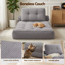Load image into Gallery viewer, Artiss 1 Seater Corduroy Convertible Sofa Bed Pull Out Boneless Couch Grey - The White Mall
