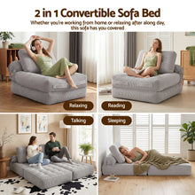 Load image into Gallery viewer, Artiss 1 Seater Corduroy Convertible Sofa Bed Pull Out Boneless Couch Grey - The White Mall
