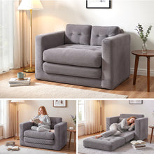 Load image into Gallery viewer, Artiss 2 Seater Corduroy Convertible Sofa Bed Pull Out Boneless Couch Grey - The White Mall
