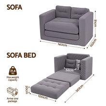 Load image into Gallery viewer, Artiss 2 Seater Corduroy Convertible Sofa Bed Pull Out Boneless Couch Grey - The White Mall

