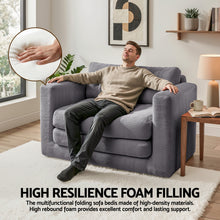 Load image into Gallery viewer, Artiss 2 Seater Corduroy Convertible Sofa Bed Pull Out Boneless Couch Grey - The White Mall
