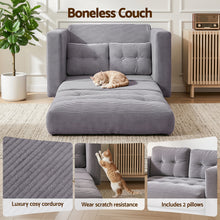 Load image into Gallery viewer, Artiss 2 Seater Corduroy Convertible Sofa Bed Pull Out Boneless Couch Grey - The White Mall

