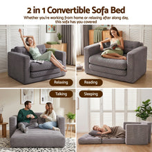 Load image into Gallery viewer, Artiss 2 Seater Corduroy Convertible Sofa Bed Pull Out Boneless Couch Grey - The White Mall
