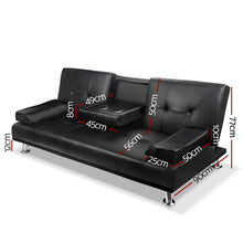 Load image into Gallery viewer, Artiss Sofa Bed Lounge Convertible Leather Couch Bed 3 Seater Cupholder Recliner - The White Mall
