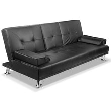 Load image into Gallery viewer, Artiss Sofa Bed Lounge Convertible Leather Couch Bed 3 Seater Cupholder Recliner - The White Mall
