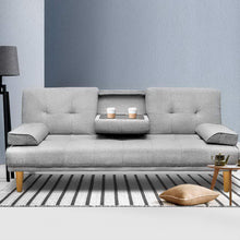 Load image into Gallery viewer, Artiss Sofa Bed 188CM Grey Faux Linen - The White Mall
