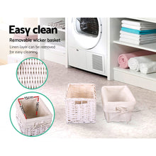 Load image into Gallery viewer, Artiss Bedside Table 1 Drawer with Basket Rustic White X2
