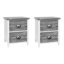 Load image into Gallery viewer, Artiss Bedside Table 2 Drawers Vintage X2 - THYME Grey
