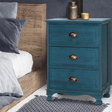 Load image into Gallery viewer, Artiss Bedside Table 3 Drawers Vintage - THYME Blue
