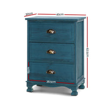 Load image into Gallery viewer, Artiss Bedside Table 3 Drawers Vintage - THYME Blue
