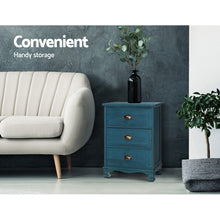 Load image into Gallery viewer, Artiss Bedside Table 3 Drawers Vintage - THYME Blue
