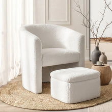 Load image into Gallery viewer, Artiss Armchair Accent Chair w/Ottoman Lounge Footrest Storage Boucle White
