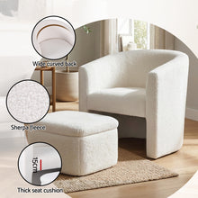 Load image into Gallery viewer, Artiss Armchair Accent Chair w/Ottoman Lounge Footrest Storage Boucle White
