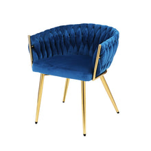 Load image into Gallery viewer, Artiss Dining Chair Velvet Weaving Armchair Blue
