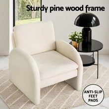 Load image into Gallery viewer, Artiss Armchair Accent Chair Lounge Tub Sofa Couch Curved Arm Seat Boucle White
