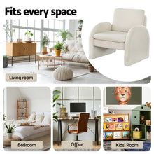 Load image into Gallery viewer, Artiss Armchair Accent Chair Lounge Tub Sofa Couch Curved Arm Seat Boucle White

