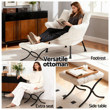 Load image into Gallery viewer, Artiss Armchair Accent Chair Ottoman Lounge Footrest Velvet White
