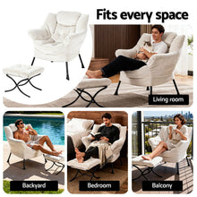 Load image into Gallery viewer, Artiss Armchair Accent Chair Ottoman Lounge Footrest Velvet White
