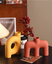 Load image into Gallery viewer, Tubular Letter Vase Set（3-Piece ） – Modern Ceramic Decor for Living Room, Dining Table &amp; TV Stand | Other Luxury Styles Available in Store
