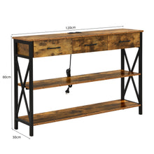 Load image into Gallery viewer, Console Table with 3 Drawers, Industrial Entryway Table with 3 Tier Storage Shelves
