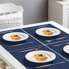 Load image into Gallery viewer, Cloth Placemats Set of 6, Cotton Linen Blend Machine Washable Durable Linen Table Mats, Heat Resistant Placemats Wrinkle Free Place Mats for Dining Table, Easy to Clean (Navy Blue, 6)
