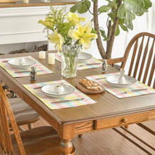 Load image into Gallery viewer, Blue Pink Yellow Buffalo Plaid Placemats Set of 4, 12x18 Inch Seasonal Easter Table Mats for Party Kitchen Dining Decoration

