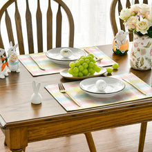 Load image into Gallery viewer, Blue Pink Yellow Buffalo Plaid Placemats Set of 4, 12x18 Inch Seasonal Easter Table Mats for Party Kitchen Dining Decoration
