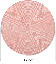 Load image into Gallery viewer, Round Braided Placemats 15 Inch Round Table Mats for Dining Tables Natural Woven Heat Resistant Place mats Set of 6 (Pink)
