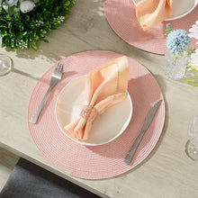 Load image into Gallery viewer, Round Braided Placemats 15 Inch Round Table Mats for Dining Tables Natural Woven Heat Resistant Place mats Set of 6 (Pink)
