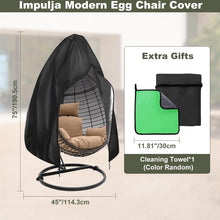 Load image into Gallery viewer, 【2025 Upgrade】420D Patio Egg Chair Cover with Zipper,Outdoor Hanging Egg Chair Cover,UV Resistant,Windproof Heavy Duty,Wicker Egg Swing Chair Covers,Fits Single Seat Egg Chair,75" x 45",Black
