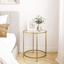 Load image into Gallery viewer, Gold Round Side Table with Golden Metal Frame Robust and Stable
