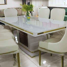 Load image into Gallery viewer, Asta Luxury Tempered Glass Top High Gloss Dining Table with Storage Cabinet
