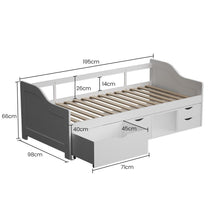 Load image into Gallery viewer, Kingston Slumber Wooden Single Sofa Bed Frame with Storage Drawers - White - The White Mall
