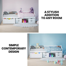 Load image into Gallery viewer, Kingston Slumber Wooden Single Sofa Bed Frame with Storage Drawers - White - The White Mall

