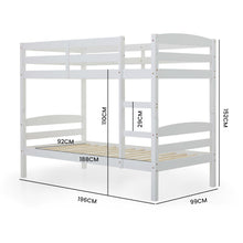Load image into Gallery viewer, KINGSTON SLUMBER Single Bunk Bed Frame, Solid Pine 2-in-1 Modular Design, White
