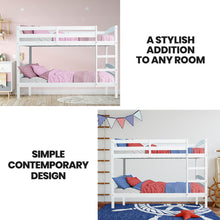 Load image into Gallery viewer, KINGSTON SLUMBER Single Bunk Bed Frame, Solid Pine 2-in-1 Modular Design, White
