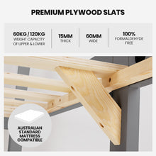 Load image into Gallery viewer, Kingston Slumber Single Bunk Bed Frame Solid Pine Wood Timber, Modular Design, Grey
