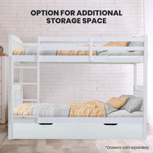 Load image into Gallery viewer, Kingston Slumber Wooden Kids Bunk Bed Frame, with Modular Design that can convert to 2 Single, White
