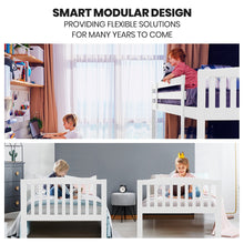 Load image into Gallery viewer, Kingston Slumber Wooden Kids Bunk Bed Frame, with Modular Design that can convert to 2 Single, White
