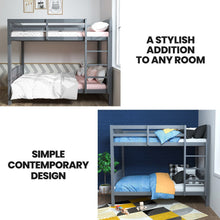 Load image into Gallery viewer, KINGSTON SLUMBER Single Bunk Bed Frame, Solid Pine 2-in-1 Modular Design Convert to 2 Single Beds, Grey
