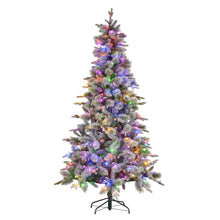 Load image into Gallery viewer, National Tree Company Snowy Stamford Spruce 7.5ft Christmas Tree Multi Functional White Coloured LED Lights &amp; Foot Pedal

