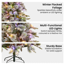 Load image into Gallery viewer, National Tree Company Snowy Stamford Spruce 7.5ft Christmas Tree Multi Functional White Coloured LED Lights &amp; Foot Pedal
