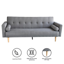 Load image into Gallery viewer, Sarantino Madison Sofa Bed Lounge Couch Futon Furniture Home Light Grey Linen Suite
